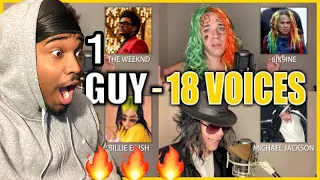 ONE GUY, 18 VOICES! (Post Malone, Eminem, Britney Spears,  & MORE) | REACTION*