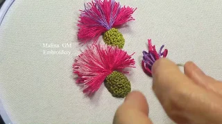 Hand Embroidery| Pom Pom Flowers | Цветочная Вышивка