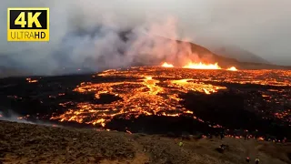 Iceland Volcano 2022. Meradalir Valley. 4K. Sunset Panorama. 05.08