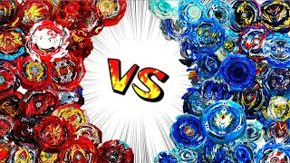 100 RED BEYBLADES vs 100 BLUE BEYBLADES