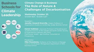 Business Schools Climate Leadership Webinar Series: Climate Change & Business
