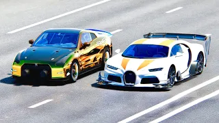 Bugatti Chiron GTR Concept vs Nissan GT-R ALPHA QUEEN at Drag Race 20 KM