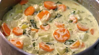 Carrot kohlrabi vegetable recipe with creamy white sauce is perfect for hot summer days!