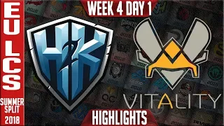 H2K vs VIT Highlights | EU LCS Summer 2018 Week 4 Day 1 | H2K vs Vitality Highlights