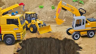 Rescue Police Car and Cement Trucks  Excavator Dump Truck Car Toy Play  BonBon Toys TV
