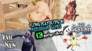 Flying Glitch In Ice Scream 5 Vs Evil Nun Vs Flying Pig Glitch In Mr Meat | Flying Glitch