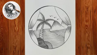 How to Draw Beautiful Scenery Inside a Circle | Circle Landscape Drawing | Easy Drawings