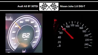 Audi A3 8Y 30TDI VS. Nissan Juke 1.6 DIG-T - Acceleration 0-100km/h