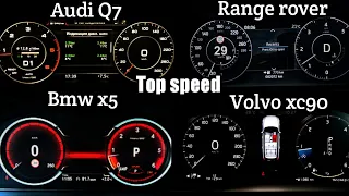 Volvo xc90 Vs Audi Q7 Vs Bmw x5 Vs Range rover speed comparison | Acceleration Battle | 0-200 speed