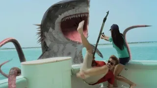 Sharktopus vs. Whalewolf (2015) Nita Goes Overboard Scene (HD)