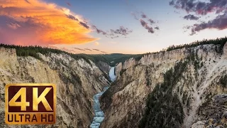 4K Waterfall Nature Scenery with  Music and Nature Sounds - WATERFALLS OF YELLOWSTONE - Trailer 37