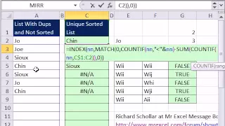 Excel Magic Trick 759: Array Formula To Sort List & Remove Duplicates - Dynamic Named Range