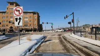 Winter Drive in Saint Charles Downtown & Geneva Illinois | 4K **without background music**