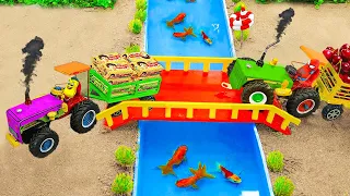 Diy tractor making mini concrete bridge | Diy tractor trolley full of Cherry loading @ECMiniTractor