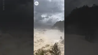 Dam overflows with floodwaters in New South Wales, Australia | USA TODAY #Shorts