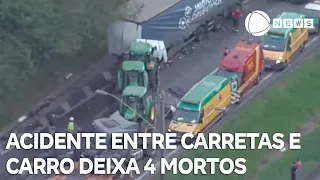 Acidente entre carretas e automóvel deixa 4 mortos na Rodovia Régis Bittencourt