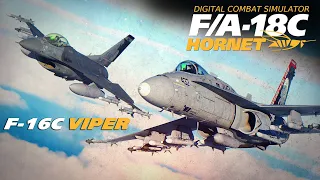 A Dangerous Opponent | F-16C Viper Vs F/A-18C Hornet Dogfight | Digital Combat Simulator | DCS |