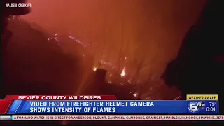 Video from firefighter helmet camera shows intensity of flames