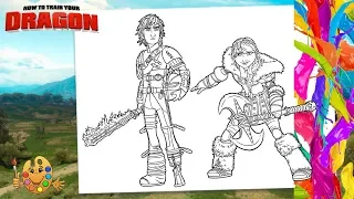 Coloring How to Train Your Dragon 2 - Hiccup and Astrid Coloring Book & Pages