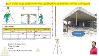 Beam or Slab height determine by Auto Level Machine by method of inverted staff Reading , Surveying