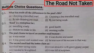 The Road Not Taken Mcq | The Road Not Taken Mcq Class 9 | Mcq of The Road Not Taken Class 9 |