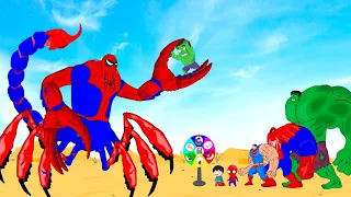 Rescue HULK Family & SPIDERMAN, SUPERMAN vs KING SPIDER SCORPION : Who Is The King Of Super Heroes?