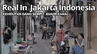 Kehidupan Nyata Gang Sempit Banjir Kanal | Real In Jakarta Indonesia