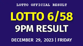 6/58 LOTTO RESULT TODAY 9PM DRAW December 29, 2023 Friday PCSO ULTRA LOTTO 6/58 Draw Tonight