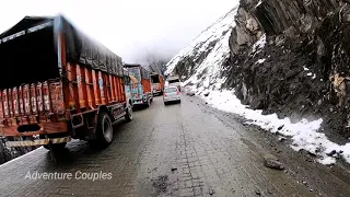 Zojila pass extream weather condition, couple bike riding above 11500 feet height, GoPro  kashmir