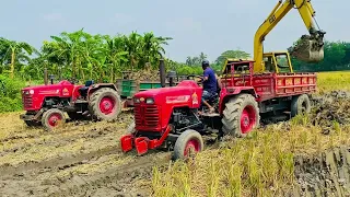 Jcb 3dx loading Swaraj  tractor 4×4 stuck in mud || Sonalika tractor || Tractor power test || 286