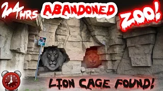 (WEAPONS FOUND) 24 HOUR OVERNIGHT CHALLENGE ABANDONED ZOO // SCARY OVERNIGHT CHALLENGE IN LION CAGE!