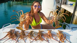 LOBSTERING in CRYSTAL CLEAR Water! Catch, Clean & Cook SPINY Lobster!