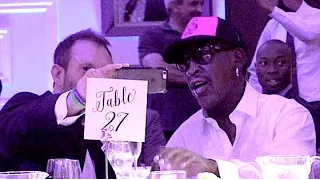 DENNIS RODMAN watches MMA cage fight at Smash Global dinner