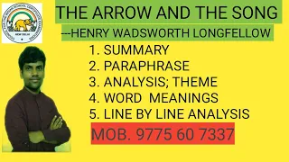 the arrow and the song poem by Henry Wadsworth LONGFELLOW / SUMMARY /ANALYSIS / THEME MEANINGS /cbse