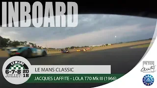 Jacques Laffite driving a Lola T70 at Le Mans Classic