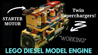 Twin-Supercharged Lego Inline 4 Diesel- Vacuum Model Engine