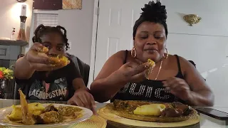 EGUSI SOUP WITH PALM SOUP MIX MUKBANG CHALLENGE 😋