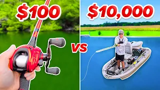 $100 vs $10,000 Budget Fishing Challenge (Rod, Reel, Boat, Lures)