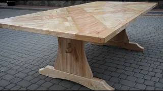 Large dining table from an old parquet