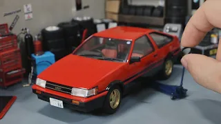 (No Painting Required) Building a Pre-Painted Toyota Corolla AE86 Levin Model Car Step by Step