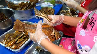 Breakfast box for Thai office workers! Fried freshwater fish tilapia