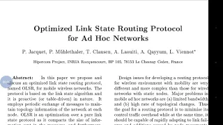 Optimized Link State Routing Protocol for adhoc networks part 1