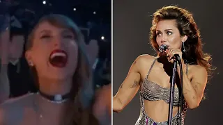 Taylor Swift REACTS to Miley Cyrus' GRAMMYs Performance of 'Flowers'