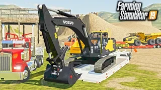 FS19- MINING & DIGGING OPERATION! HEAVY HAULING VOLVO EXCAVATOR & ROCK TRUCK TO PLANT