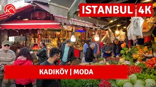 Kadikoy-Moda Center Of Asian Side Istanbul 2023 April Walking Tour|4k 60fps