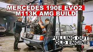 Mercedes 190E EVO2 M113K Supercharged V8 Build Part 1 - Pulling The Old Engine Out