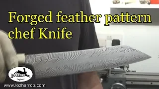 forged feather pattern chef knife