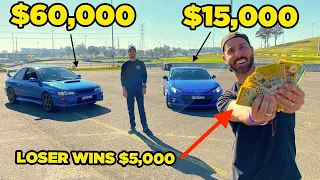 BRZ vs STI ! Тачка за 60k$ против тачки за 15k$ Проигравший получает 5k$ налом! [BMIRussian]