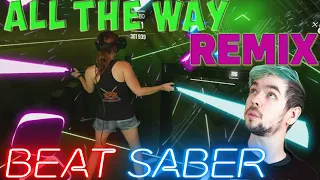 Beat Saber || All The Way! Jacksepticeye Remix by Schmoyoho (Expert+) First Attempt || Mixed Reality