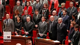 After moment of silence, politicians sing French national anthem to honor attack victims  | Mashable